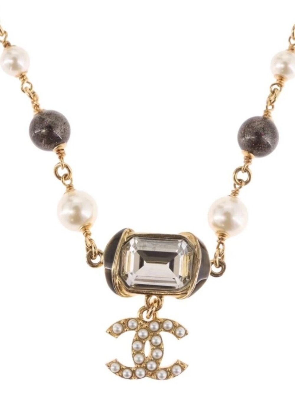 CHANEL Necklace metal Gold CC Auth 185852M